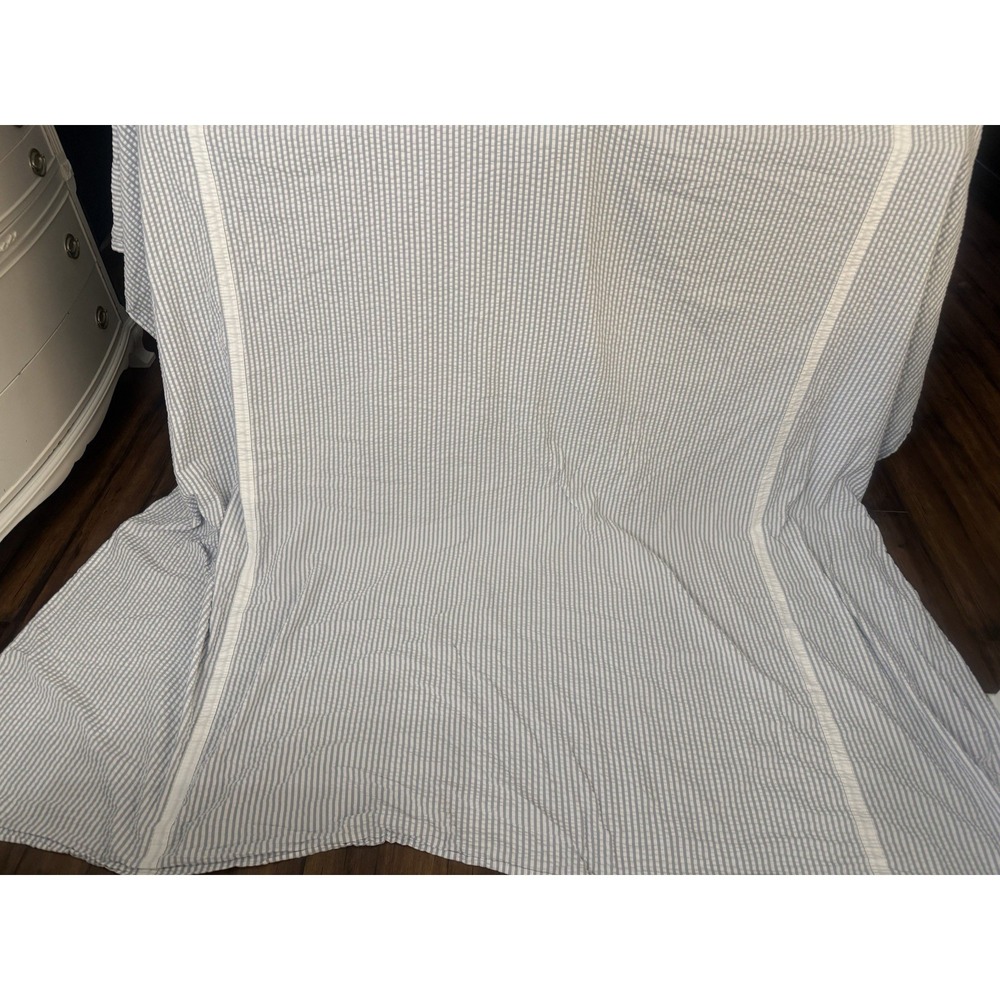 THE VERMONT COUNTRY‎ STORE Full Periwinkle Blue Seersucker Coverlet 96x104"